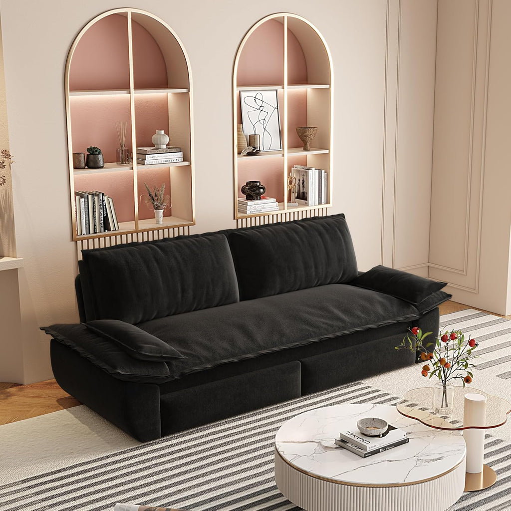 73.2' Oversized Convertible Loveseat Sleeper Sofa Bed for Living Room Queen Size Pull Out Sofabed, 3 in 1 Cloud Upholstered Pullout Lounge Sofa Couch with Pillow-top Armrest