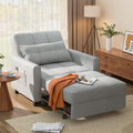 Aiho 34-Inch Sleeper Chair Bed, 3-in-1 Convertible Pull-Out Sofa Bed with Modern Linen Fabric for Living Room or Apartment (Light Gray)