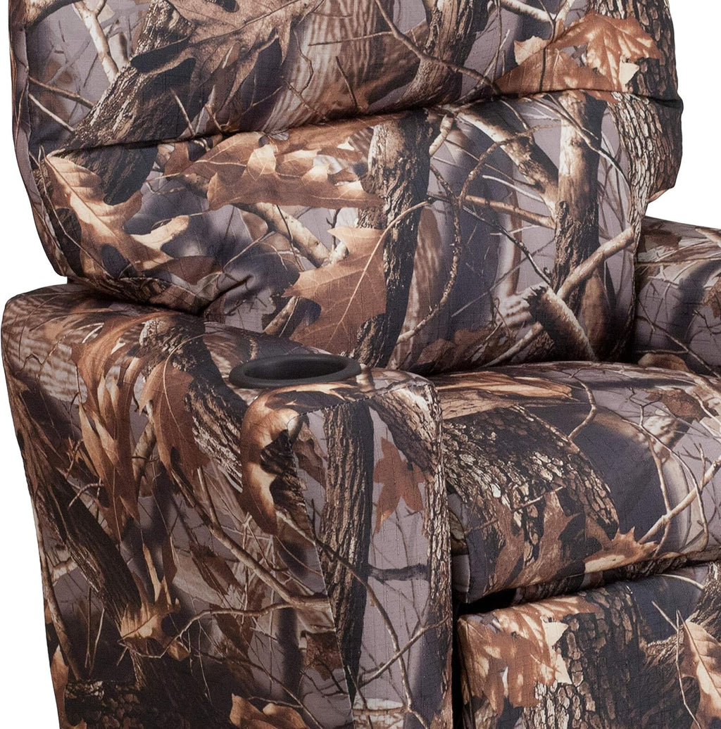 Flash Furniture Chandler Vinyl Kids Recliner with Cup Holder and Safety Recline, Contemporary Reclining Chair for Kids, Supports up to 90 lbs., Camouflage