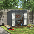 BlueWish 7'x8' Metal Storage Shed, Outdoor Storage Shed with Sloped Galvanized Roof, Patio Utility Tool Shed Storage House with 2 Vents for Backyard and Garden, Gray