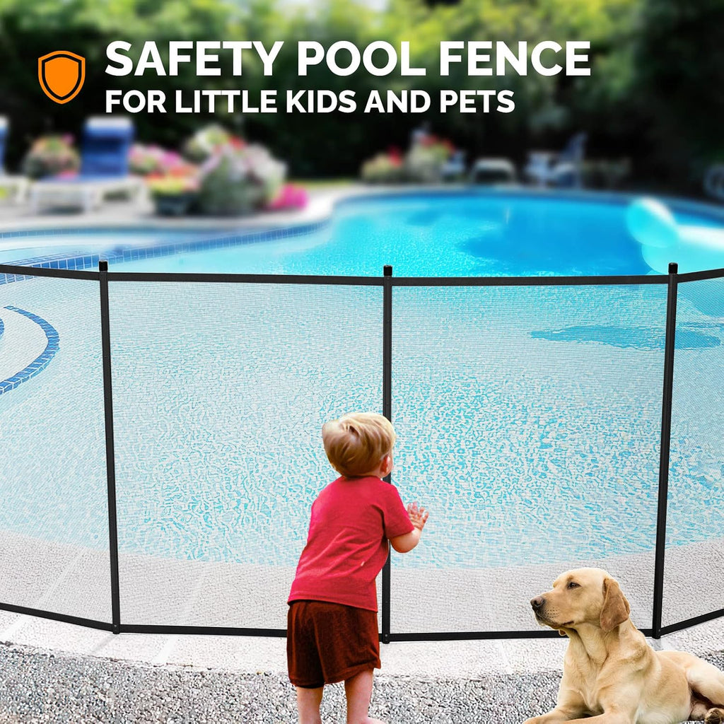 VINGLI 4Ft x 24Ft Black Pool Fence Swimming Pool Fence in Ground Pool Safety Fencing