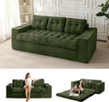 MAXYOYO Convertible Sofa Bed, Pull Out Loveseat Sleeper Sofa, 2 in 1 Folding Couch Bed, Fold Out Floor Couch with Pillows for Living Room Bedroom Lounge, Dark Green