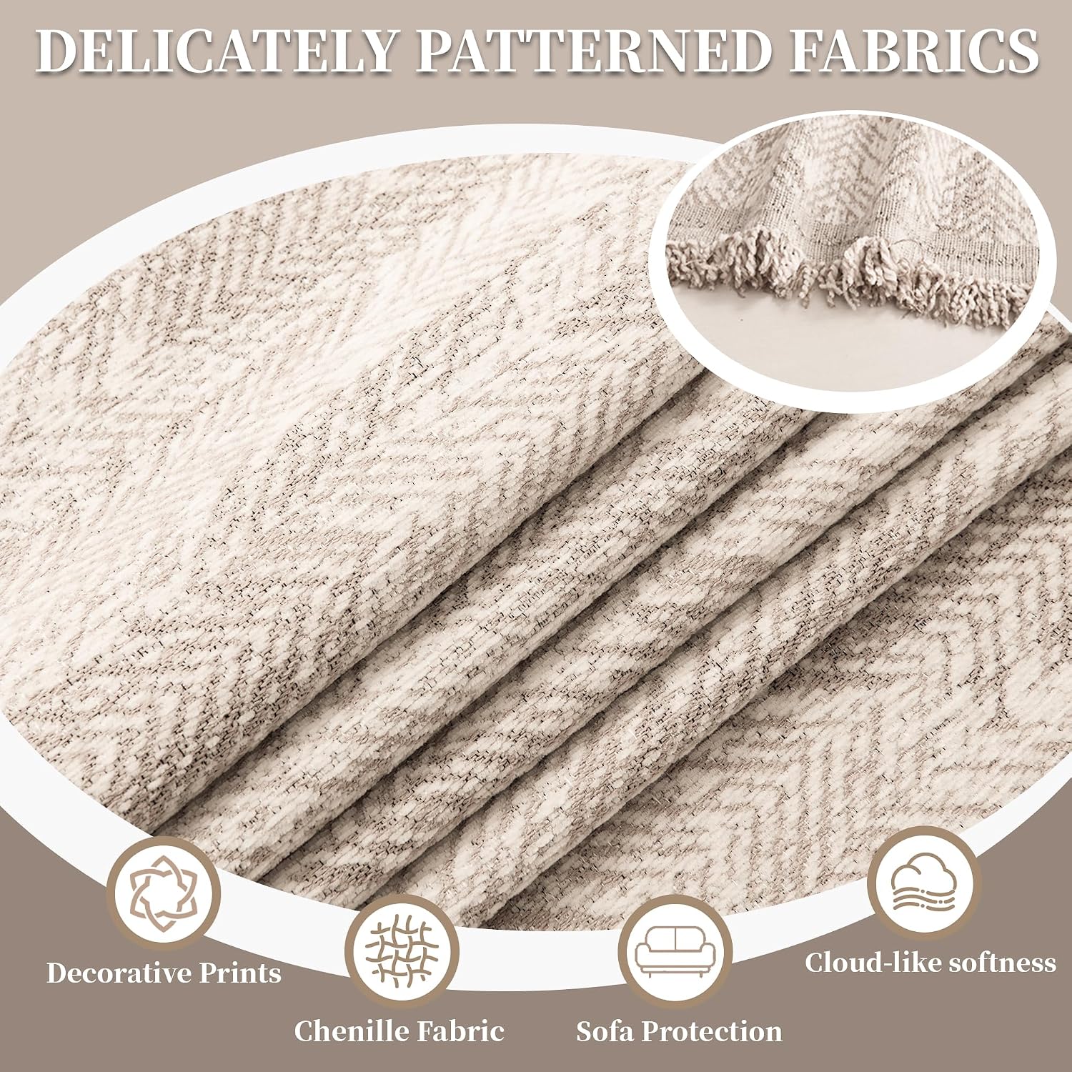1OO% Waterproof Sectional Couch Covers for Dogs L Shaped Corner Sofa Cover Washable Chenille Sofa Slipcovers Blanket Modern Jacquard Pet Furniture Protector (91'x252', Light Khaki)