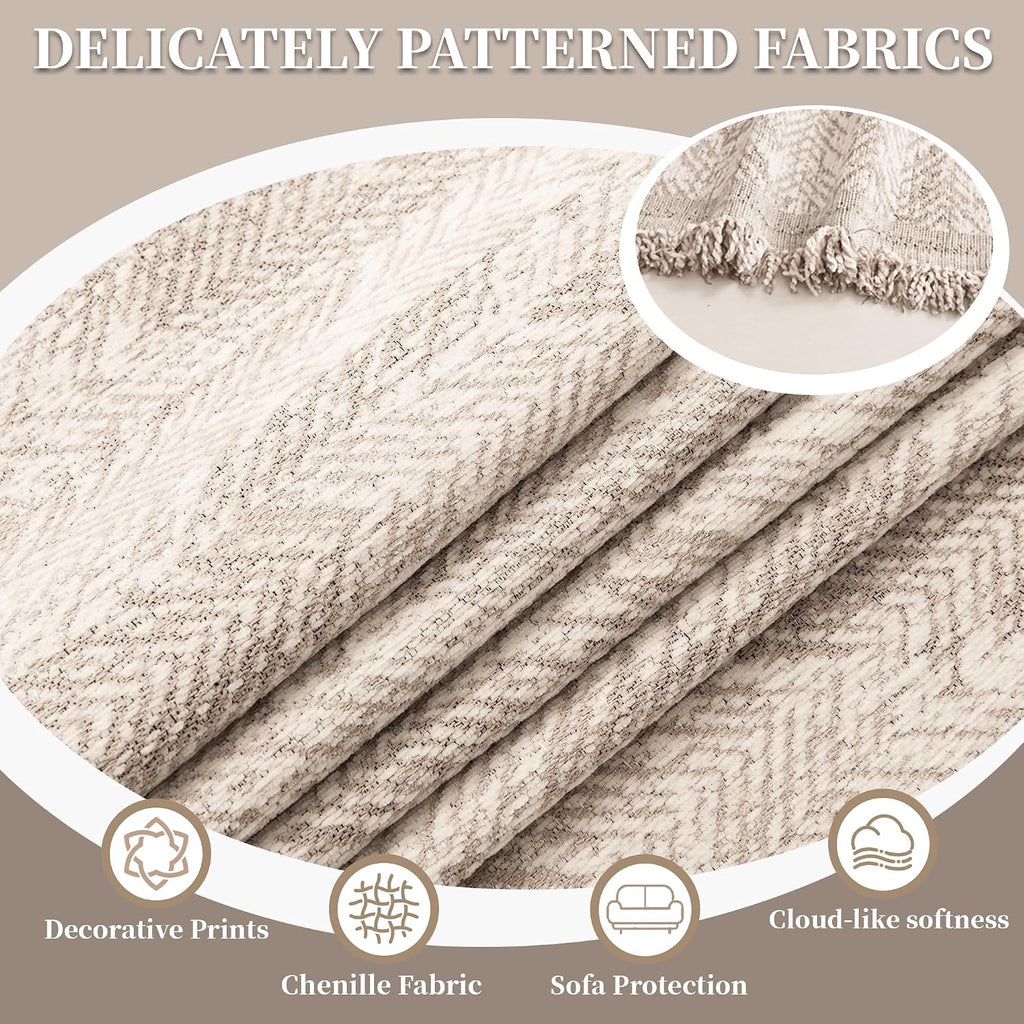 1OO% Waterproof Sectional Couch Covers for Dogs L Shaped Corner Sofa Cover Washable Chenille Sofa Slipcovers Blanket Modern Jacquard Pet Furniture Protector (91'x276', Light Khaki)