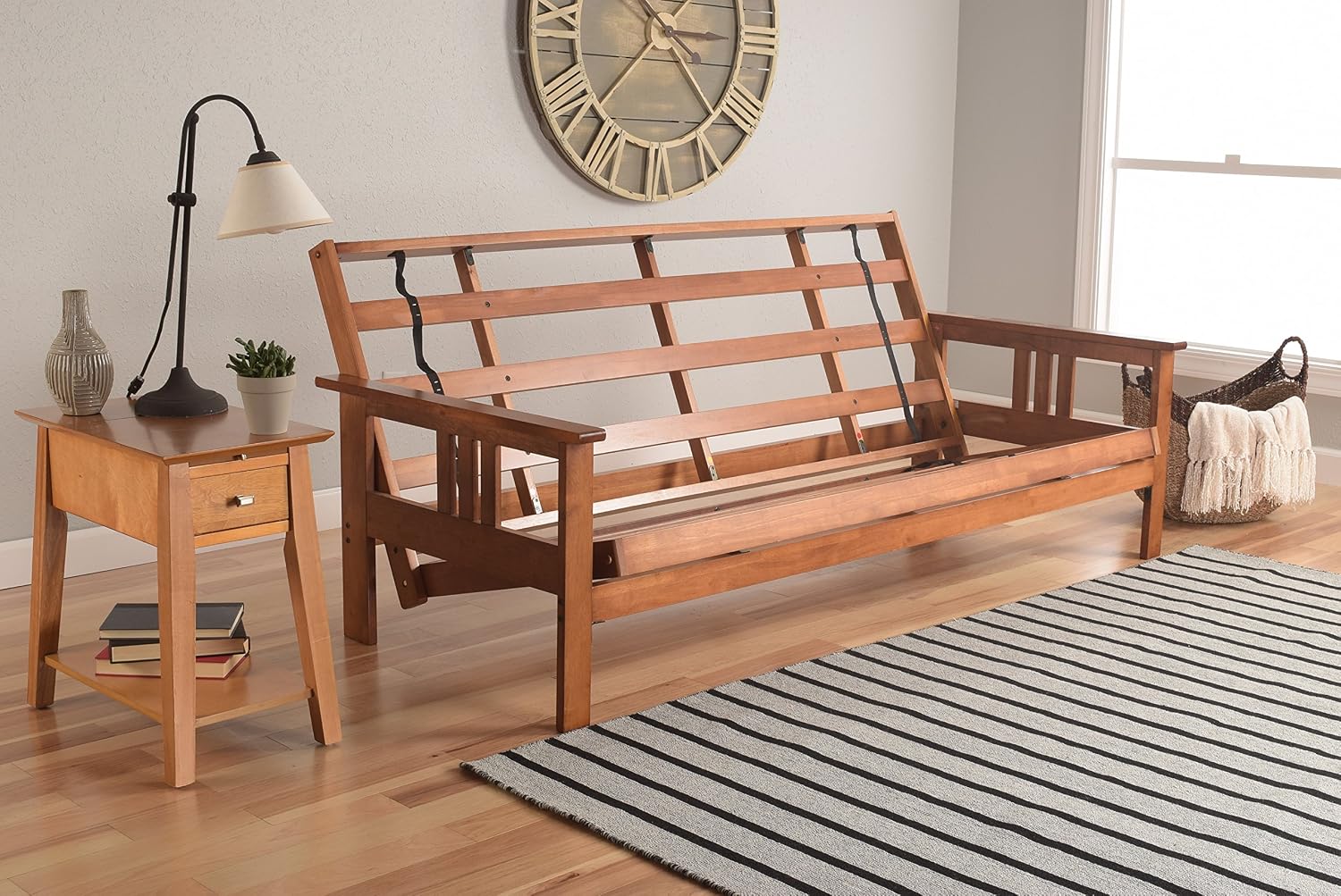 Kodiak Furniture Monterey Futon Set with Barbados Finish, Full, Linen Charcoal