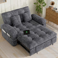 Keyluv 59' Loveseat Sleeper Sofa with USB Ports & Side Pockets, 3 in 1 Convertible Sofa Bed for Living Room/RVs/Camper, Pull Out Couch with Adjustable Backrest, Chenille Grey