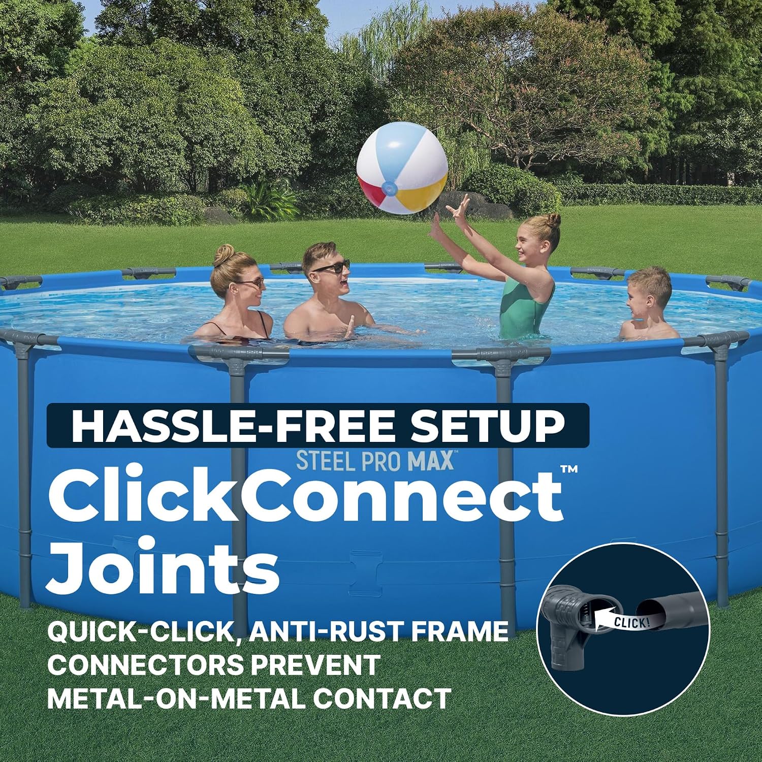 Bestway Steel Pro MAX 14' x 42' Above Ground Pool, Round Metal Frame Outdoor Swimming Pool for Backyard, Blue, Pool ONLY