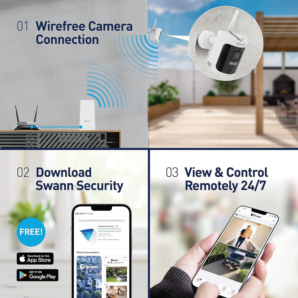 Swann AllSecure650™ 2K Wireless Security Kit with 4 x Wire-Free Cameras & Power Hub NVR
