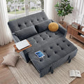 Sleeper Sofa Bed, 54'' Convertible Pull Out Couch with Small Table| USB Port | Side Pockets | Corduroy Fabric | Adjustable Backrest for Apartment, Office, Bedroom, Guest Room(Darkgray)