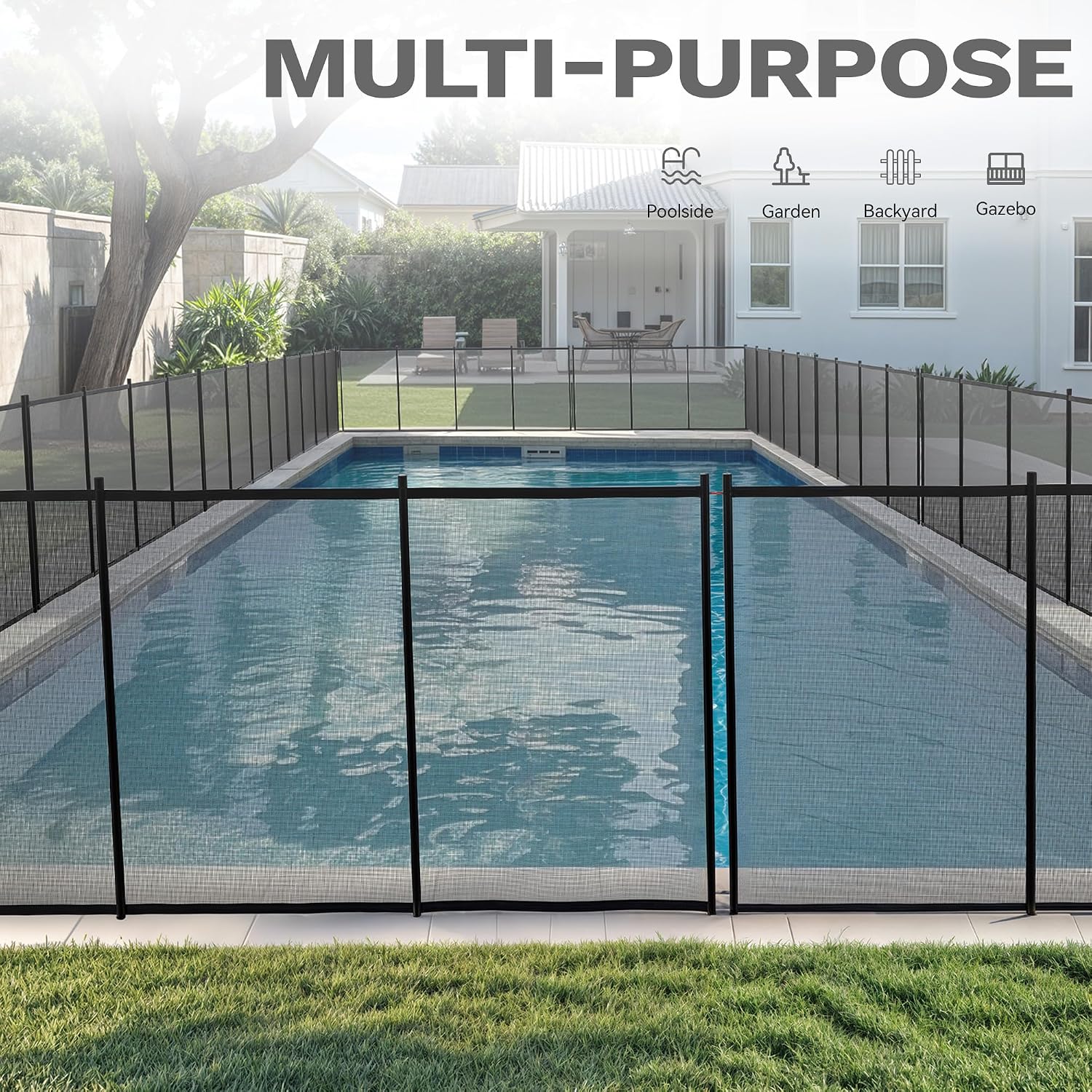 DWVO 4FTx 48FT Pool Fence, DIY Swimming Pool Safety Fence for In-ground Pools, Durable & Easy to Install Pool Fencing for Outdoor Swimming Backyard Garden