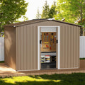 8FT x 6FT Outdoor Storage Shed with Floor,Waterproof Lockable Door Metal Tool Shed with Sliding Door and Air Vents,Storage House for Gardening Tools,Metal Storage Shed for Garden,Backyard,Lawn