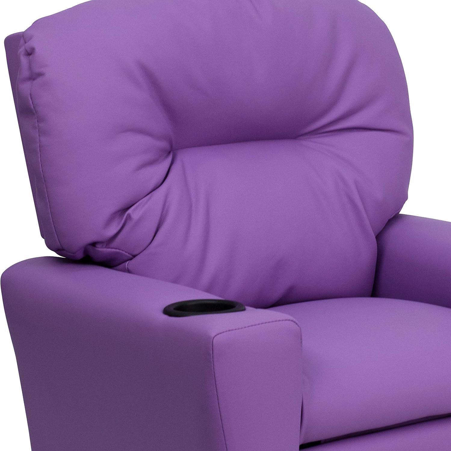 Flash Furniture Chandler Vinyl Kids Recliner with Cup Holder and Safety Recline, Contemporary Reclining Chair for Kids, Supports up to 90 lbs., Lavender