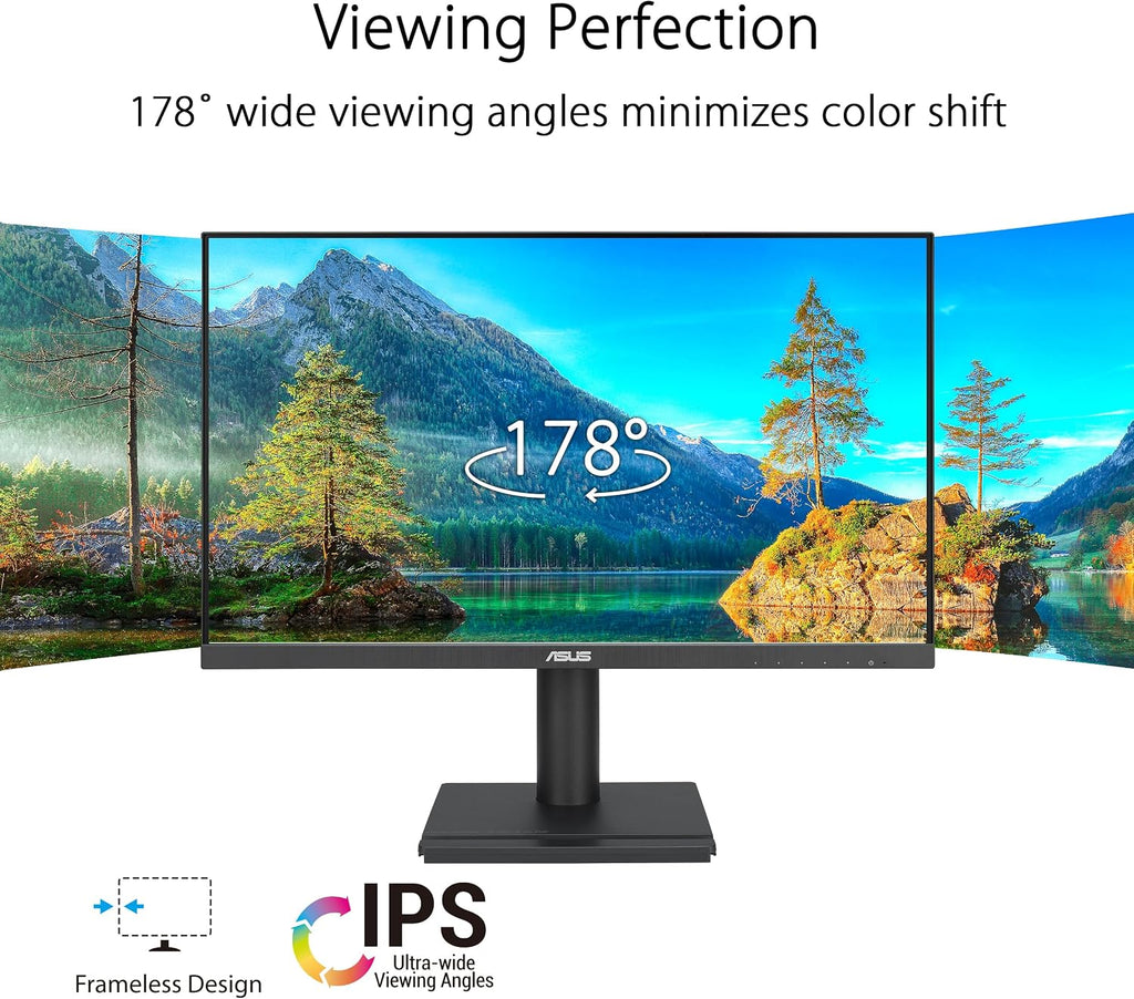 ASUS 24' 1080P Business Monitor (VA24DQFS) - IPS, 100Hz, 1ms, Adaptive-Sync, HDMI, DisplayPort, VGA, for Working and Gaming, Ergo Design, Blue Light Filter, Flicker Free, 3 yr Warranty TAA Compliant