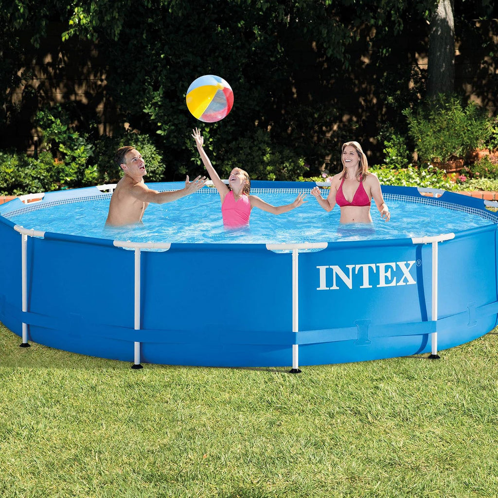 INTEX Metal Frame 12 ft x 30 in Above Ground Pool Set, Round Swimming Pool with Steel Frame, 530 GPH Cartridge Filter Pump, and Type A Filter Cartridge