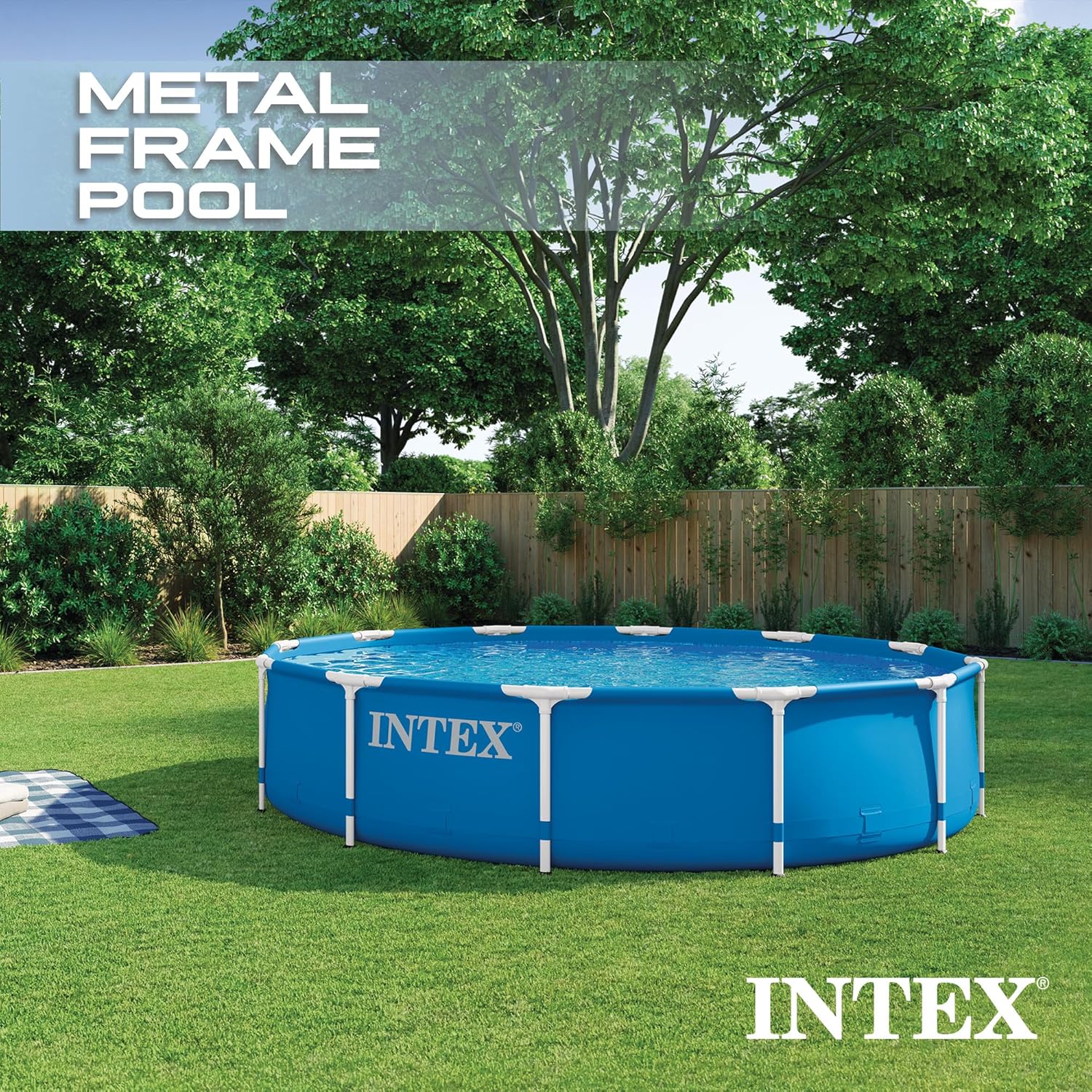 INTEX Metal Frame 12 ft x 30 in Above Ground Pool Set, Round Swimming Pool with Steel Frame, 530 GPH Cartridge Filter Pump, and Type A Filter Cartridge