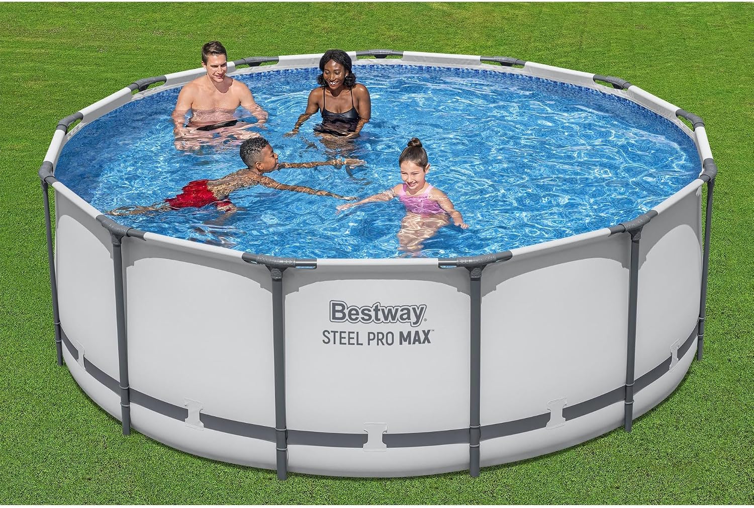 Bestway Steel Pro MAX 13' x 48' Above Ground Pool, Round Metal Frame Outdoor Swimming Pool Set with Filter Pump, Ladder, and Cover, Gray
