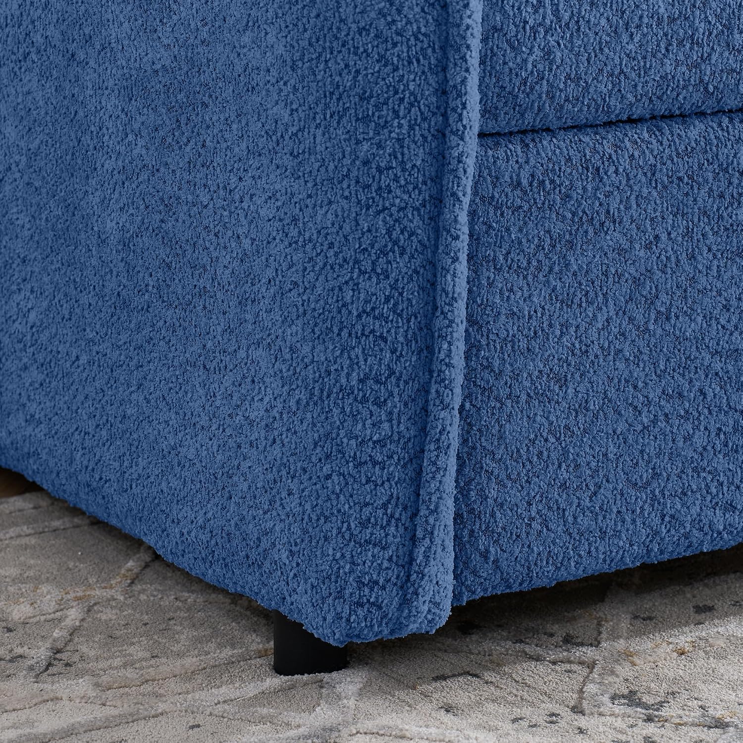 KEIKI Twin Size Upholstery Tufted Daybed with Erectable Trundle, Twin to King Design Modern Extendable Boucle Sofa Bed, Easy Assembly, No Box Spring Required, for Living Room and Bedroom, Blue