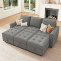 HONBAY Modular Sectional Sleeper Sofa, Sleeper Couch with Storage Seats Oversized Sectional Couches for Living Room,Warm Grey