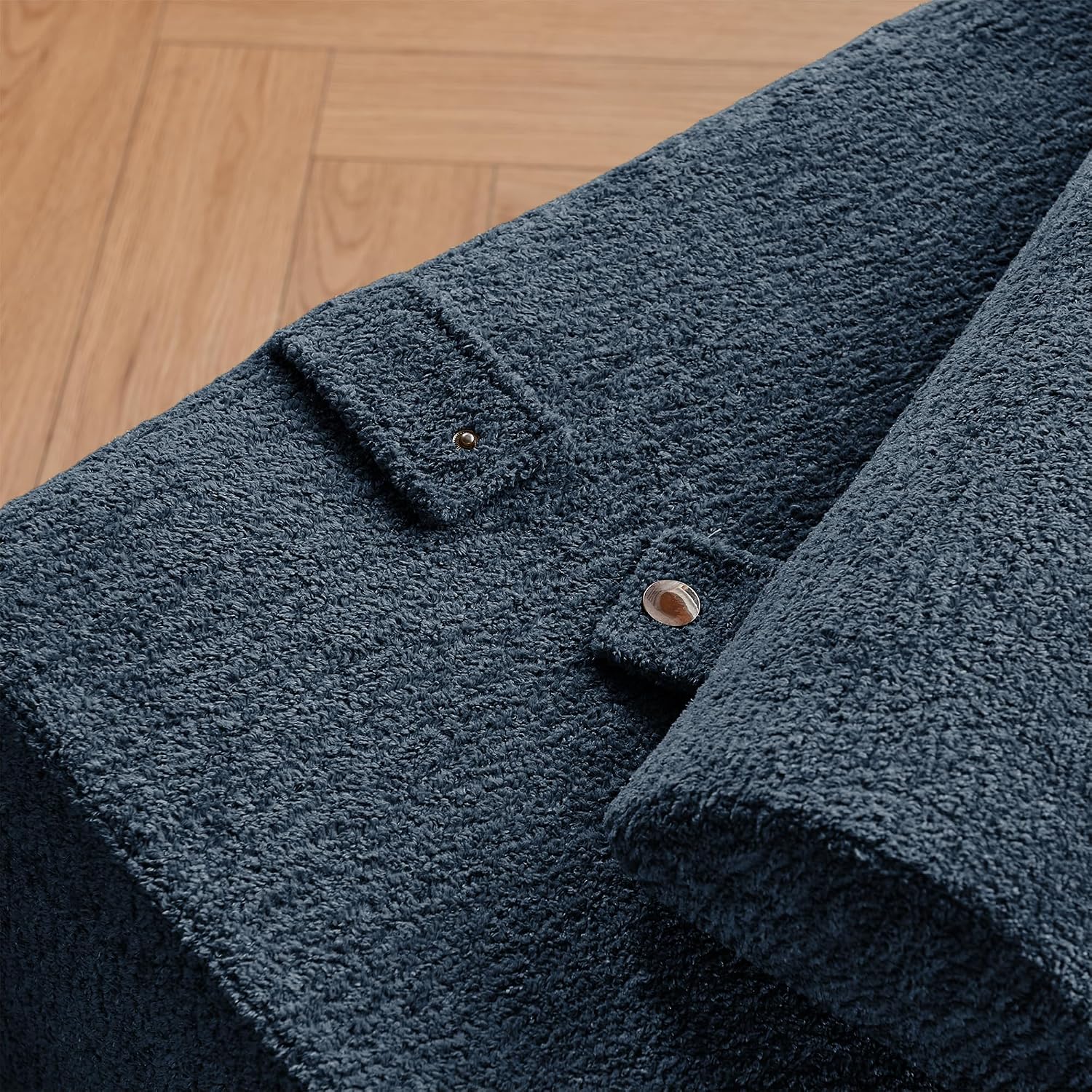 GDFStudio Rue Velvet Foldable Sofa Bed, Convertible Sleeper Chair with Pillow, Foldable Mattress with Back Support, Portable Lounge Sofa for Living Room/Bedroom, No Assembly Needed, Midnight Blue