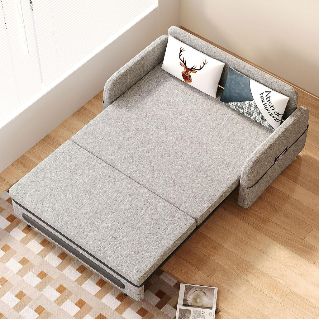 Extendable Sofa Bed zioSofa with Sleeping Function and Storage Space, Sofa Bed for Small Rooms and Living Rooms, Dark Grey and White (61.61'Gray)