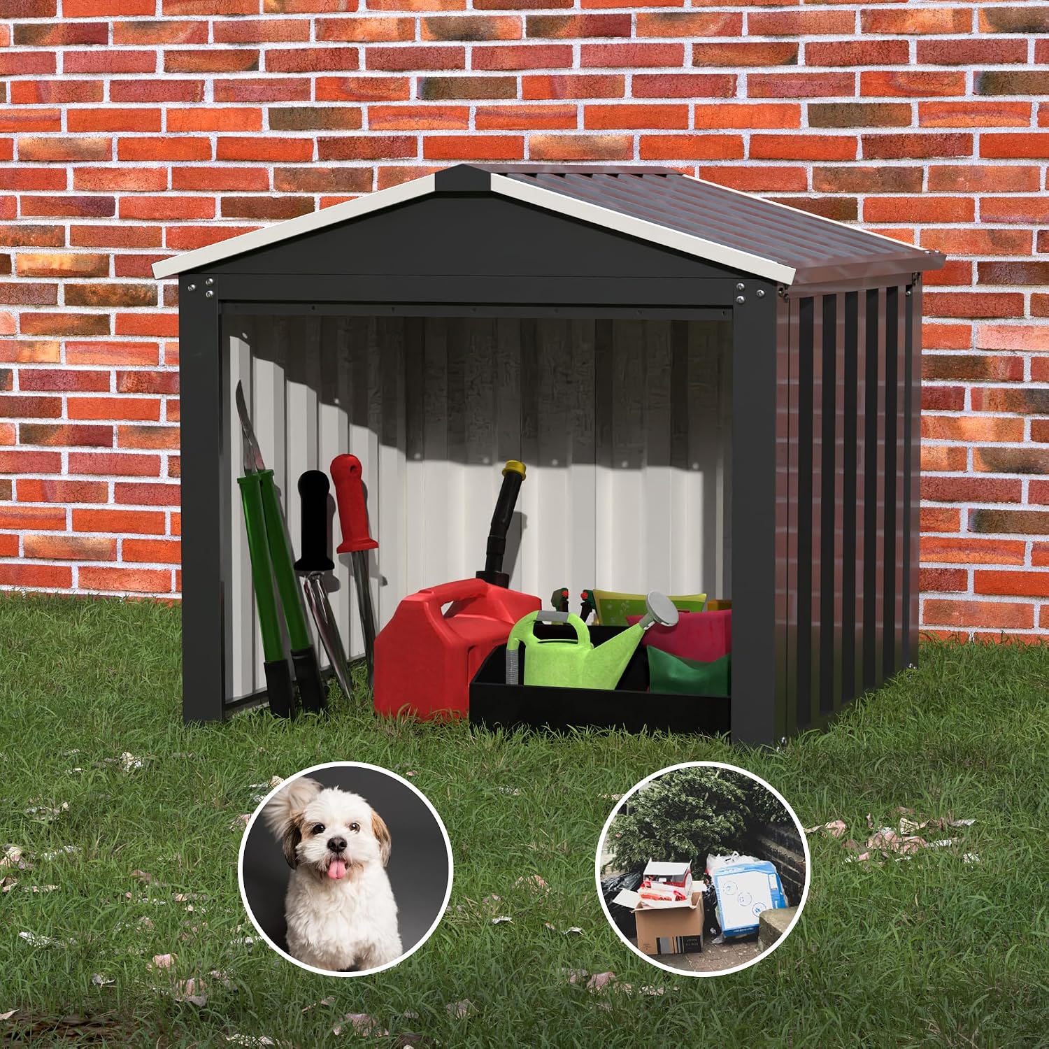 SUXXAN Metal Outdoor Small Storage Shed 3FT x 3FT, Steel Utility Tool Shed Storage House, Metal Sheds Outdoor Storage for Backyard Garden Patio Lawn,Black