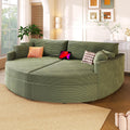 Merax 102.3' Oversized Double Chaise Lounge Indoor, Comfy Corduroy Upholstered Loveseat Sleeper Sofa Bed, Deep Seat Cloud Couch with USB Ports and Throw Pillows for Living Room, Green