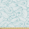 Ambesonne Turquoise Fabric by The Yard, Ocean Themed Waves Abstract Swirls Curlicues Lines Ornamental Vintage Summer, Decorative Fabric for Upholstery and Home Accents, 10 Yards, Teal White