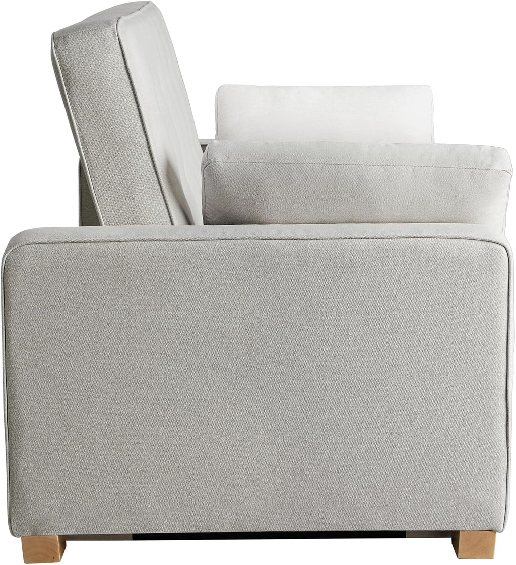 Serta® Ainsley Convertible Loveseat Sleeper Sofa – 3-in-1 Loveseat, Lounger & Queen-Size Sofa Bed, Pull-Out Sleeper Couch with DreamCoils®, Easy Assembly, Oyster Fabric