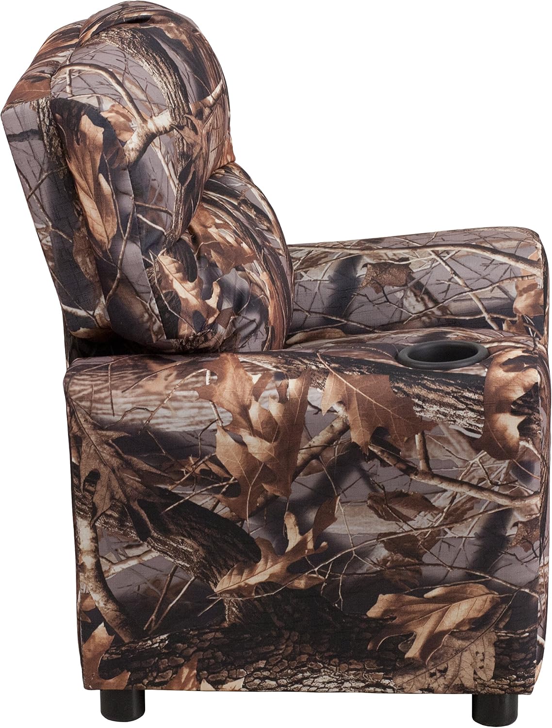 Flash Furniture Chandler Vinyl Kids Recliner with Cup Holder and Safety Recline, Contemporary Reclining Chair for Kids, Supports up to 90 lbs., Camouflage