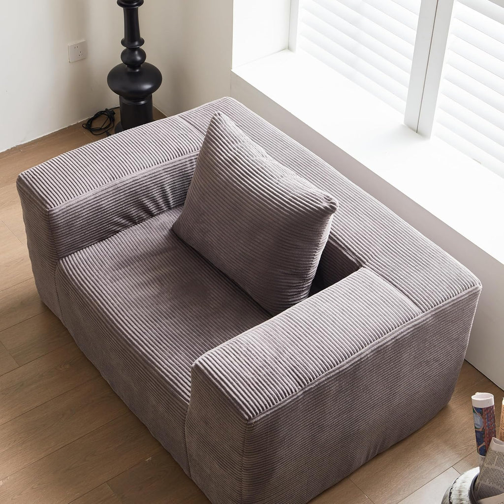 Swbvs Single Sofa Chair - Oversized Lounge Armchair,Singgle Couch Soft Foam Cushion, Cozy Reading Chair for Living Room & Bedroom for Living Room Bedroom,No Assembly,Grey