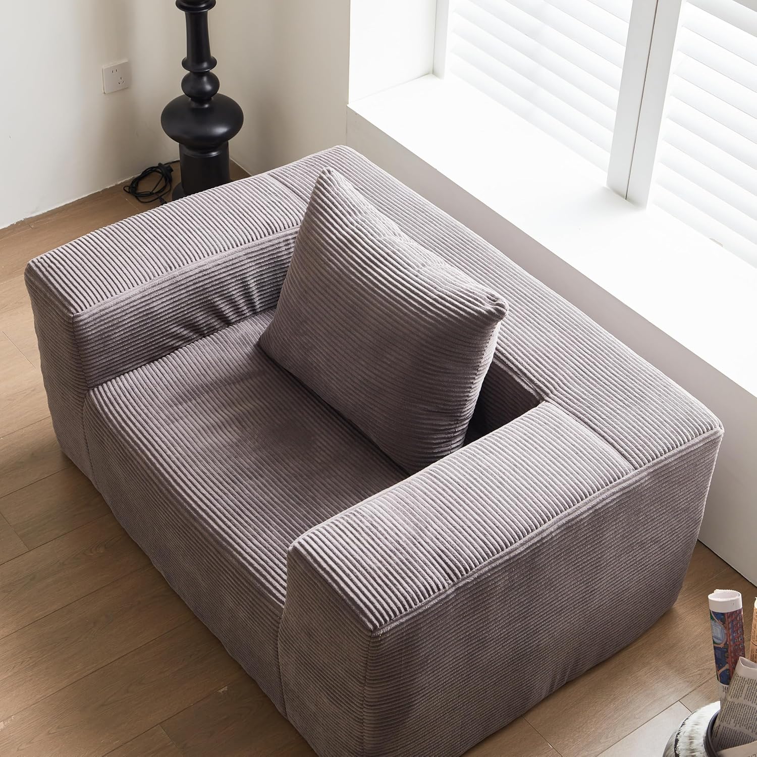 Swbvs Single Sofa Chair - Oversized Lounge Armchair,Singgle Couch Soft Foam Cushion, Cozy Reading Chair for Living Room & Bedroom for Living Room Bedroom,No Assembly,Grey