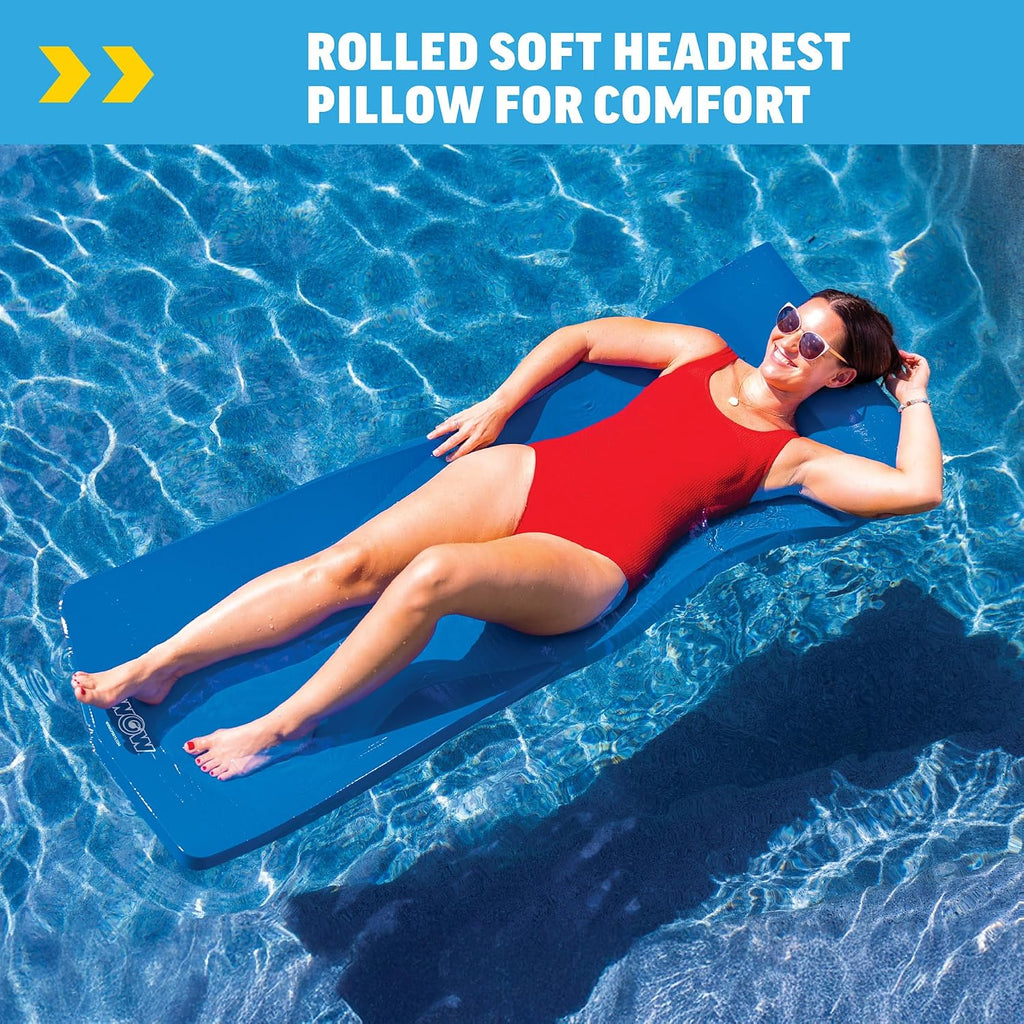 Wow Sports Dipped Foam Floating Mat - Blue - 6 ft - for Lakes & Pools - Versatile Adult Pool Float & Camping Pad
