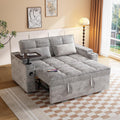 65'' 3-in-1 Convertible Sofa Bed with Adjustable Backrest, Pull Out Sofa, Chenille Couch Sleeper 360° Swivel Side Table, Easy Assembly, for Living Room & Apartments, Gray