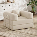 BSHOMGI Folding Sofa Bed, 2 in 1 Convertible Sofas to Lounger Comfy Single Bean Bag Chair Floor Portable Foldable Sleeper Lazy Futon Couch Chair for Bedroom, Living Room (Beige, 35.43' Single Sofa)
