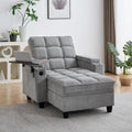 41.7' Chaise Lounge Chair Indoor, Oversized Boucle Upholstered Sofa Bed, Adjustable Backrest Deep Seat Reading Chair, Sofas Couches for Living Room with Storage, Cup Holders & 360° Swivel Side Table