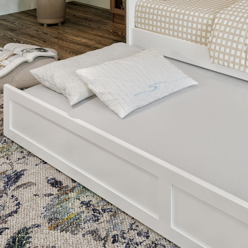 AFI, Acadia Twin Size Wood Daybed Frame with Twin Trundle, White
