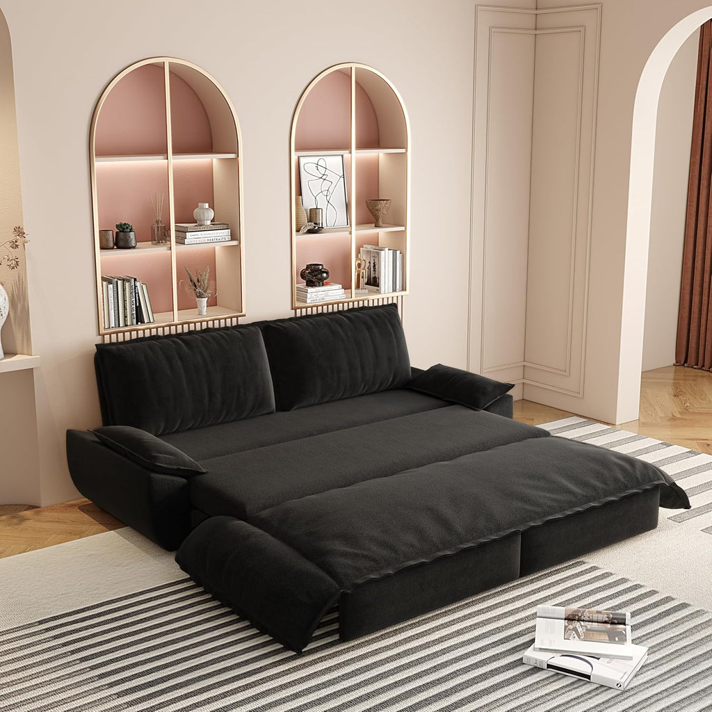 73.2' Oversized Convertible Loveseat Sleeper Sofa Bed for Living Room Queen Size Pull Out Sofabed, 3 in 1 Cloud Upholstered Pullout Lounge Sofa Couch with Pillow-top Armrest