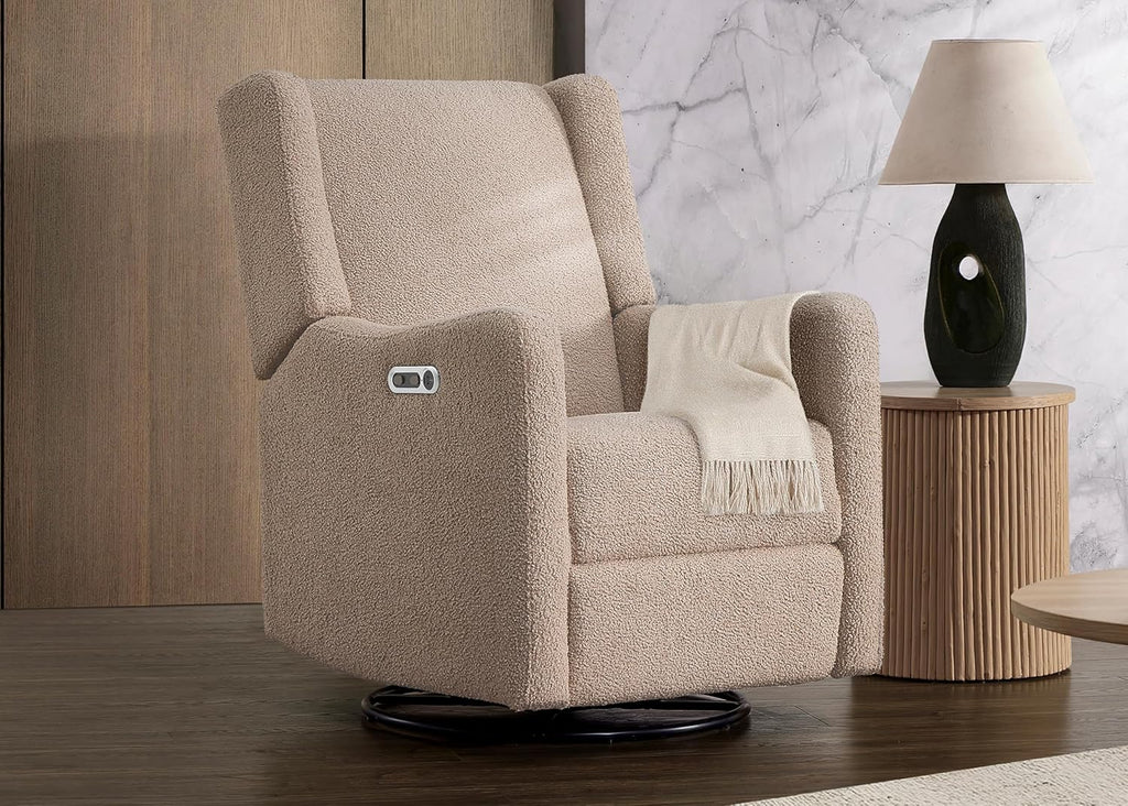 Delta Children Mercer Electronic Power Recliner and Swivel Glider with USB-A and Type-C Ports - Greenguard Gold Certified - Stain-Resistant Performance Fabric is Oeko-TEX Standard 100 Certified, Sand