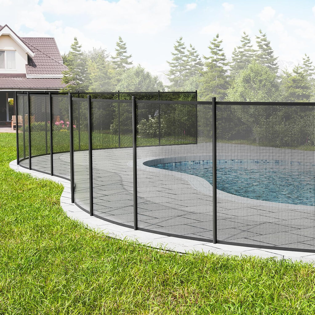 VEVOR Pool Fence, 4 x 96 FT Pool Fences for Inground Pools, Removable Pool Fencing, Easy DIY Installation Swimming Pool Fence, 340gms Teslin PVC Mesh, Pool Safety Fence, Black
