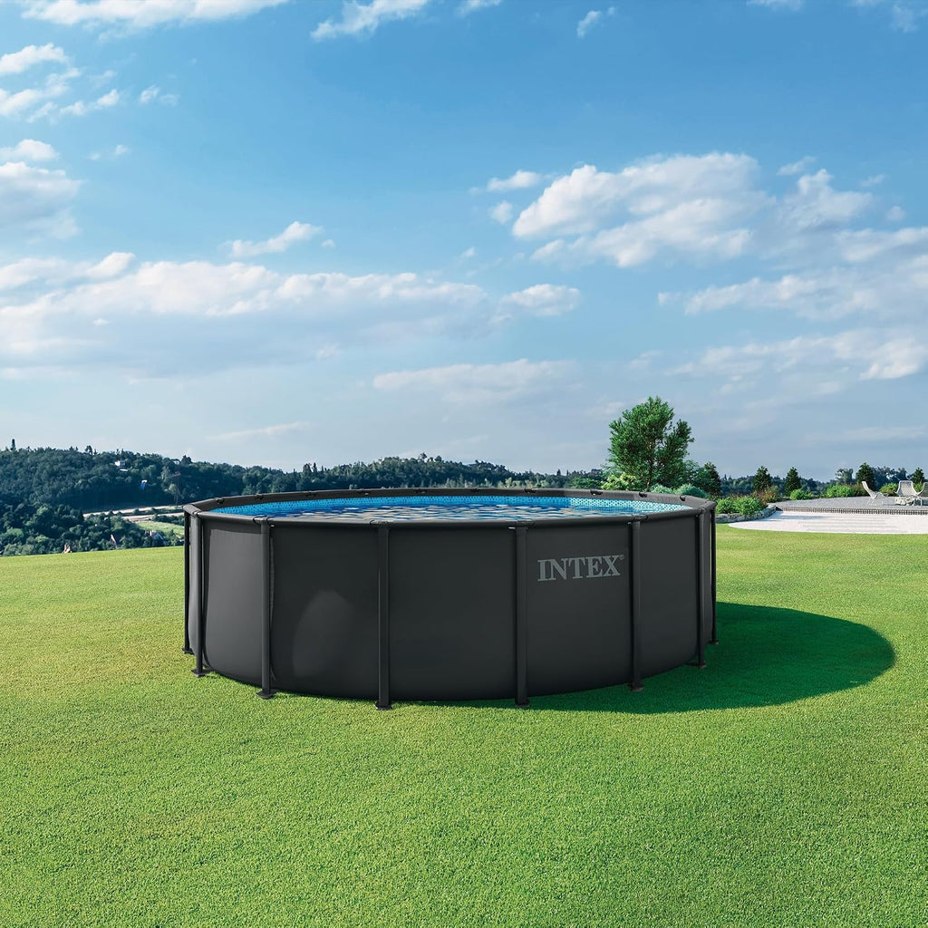 INTEX Ultra XTR 18 ft x 52 in Above Ground Pool Set, Round Swimming Pool with Steel Frame, 2100 GPH Sand Filter Pump, Ladder, Cover, & Ground Cloth