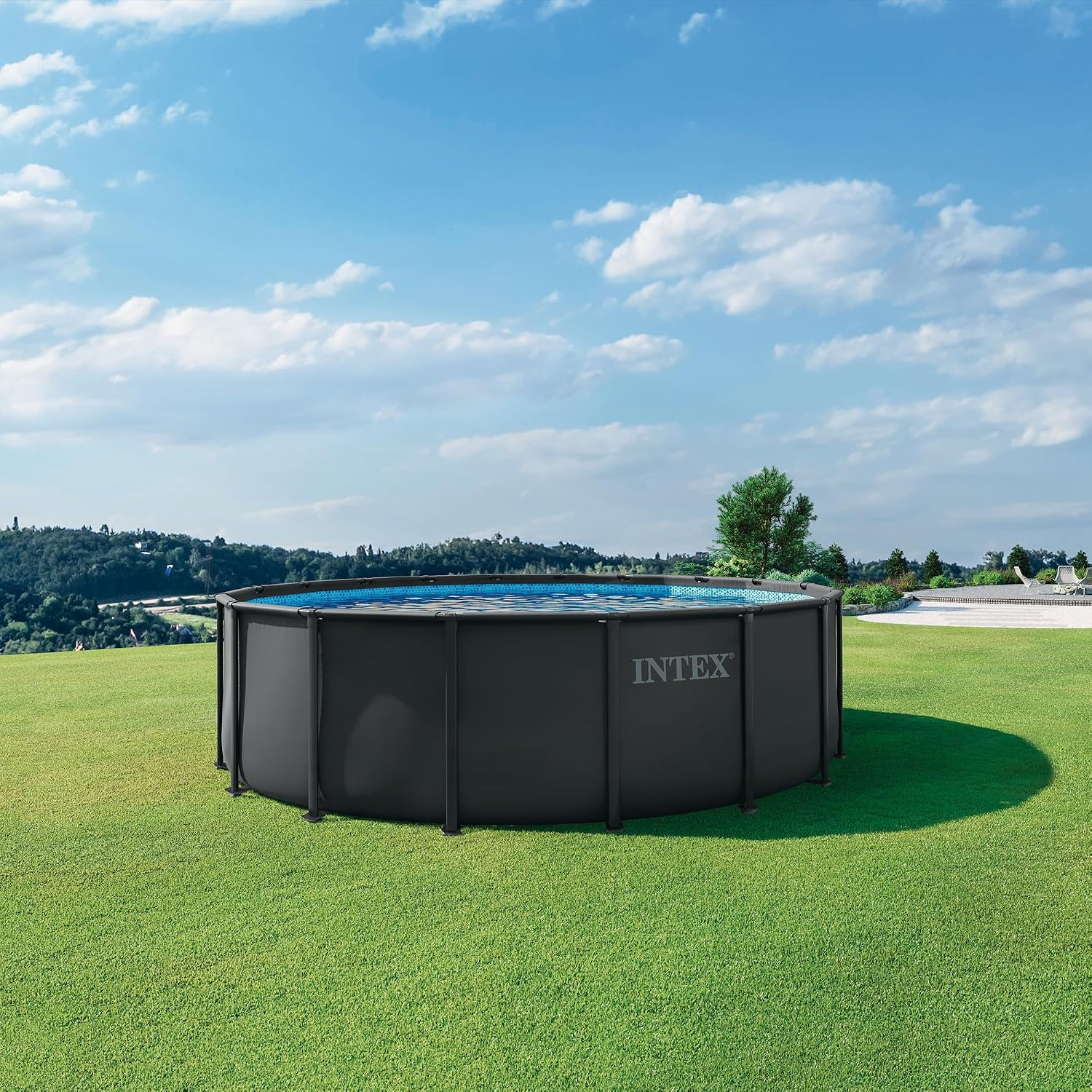 INTEX Ultra XTR 18 ft x 52 in Above Ground Pool Set, Round Swimming Pool with Steel Frame, 2100 GPH Sand Filter Pump, Ladder, Cover, & Ground Cloth