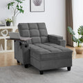 41.7' Chaise Lounge Chair Indoor, Oversized Boucle Upholstered Sofa Bed, Adjustable Backrest Deep Seat Reading Chair, Sofas Couches for Living Room with Storage, Cup Holders & 360° Swivel Side Table