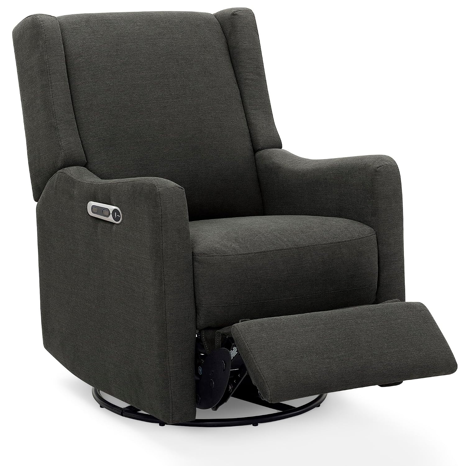 Delta Children Mercer Electronic Power Recliner and Swivel Glider with USB Port in LiveSmart Performance Fabric - Water Repellent & Stain Resistant, Dark Grey