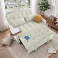 Sleeper Sofa Bed, 54'' Convertible Pull Out Couch with Small Table| USB Port | Stand Table | Corduroy Fabric | Adjustable Backrest for Apartment, Office, Bedroom, Guest Room (Beige)