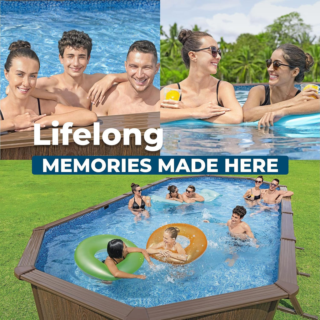 Bestway Hydrium 24' x 12' x 52' Above Ground Pool, Oval Steel Side Wall Frame Outdoor Swimming Pool Set with Sand Filter Pump, Ladder & Accessories