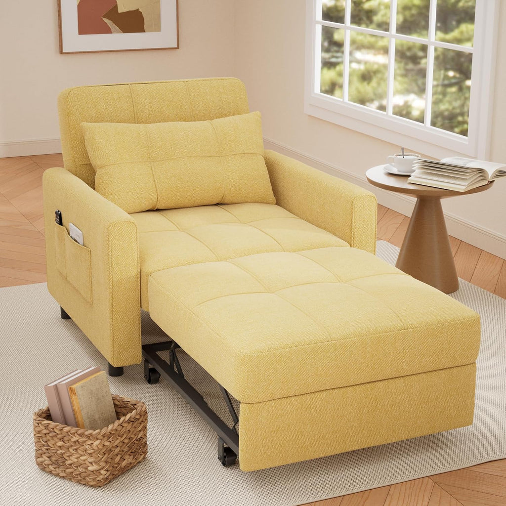 Gizoon Sofa Bed Chair 3 in 1 Convertible, Pullout Single Sleeper Chair Bed with Adjustable Backrest, Spacious Multifunctional Sofa Couches for Living Room, Bedroom, Apartment