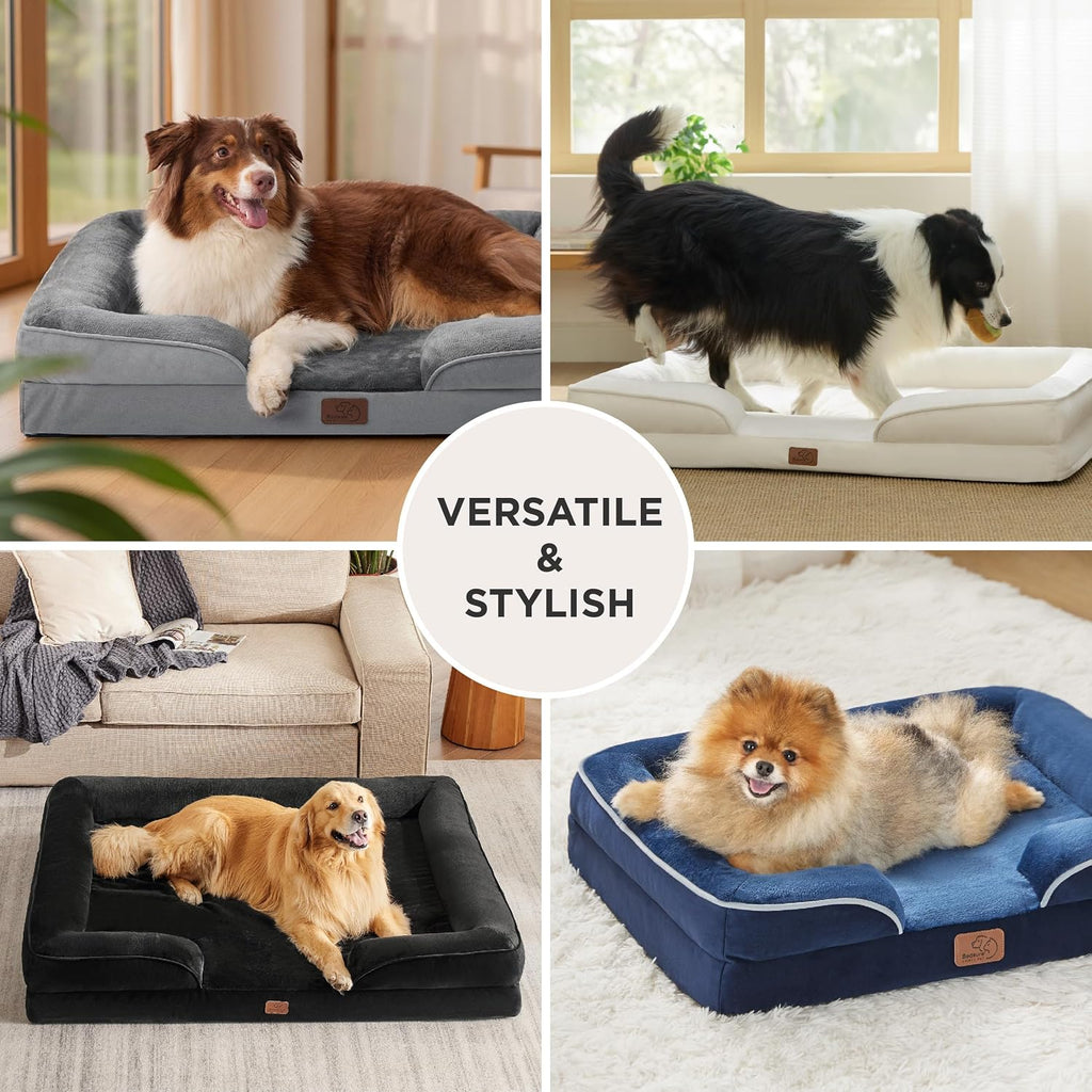 Bedsure XXL Orthopedic Dog Bed for Extra Large Dogs - Washable Giant Dog Cat Bed Waterproof, Comfort Dogs Couch Sofa with Washable Removable Cover, Pet Bed with Nonskid Bottom, Dark Grey, 52'