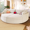 Merax 102.3' Oversized Double Chaise Lounge Indoor, Comfy Corduroy Upholstered Loveseat Sleeper Sofa Bed, Deep Seat Cloud Couch with USB Ports and Throw Pillows for Living Room, Beige