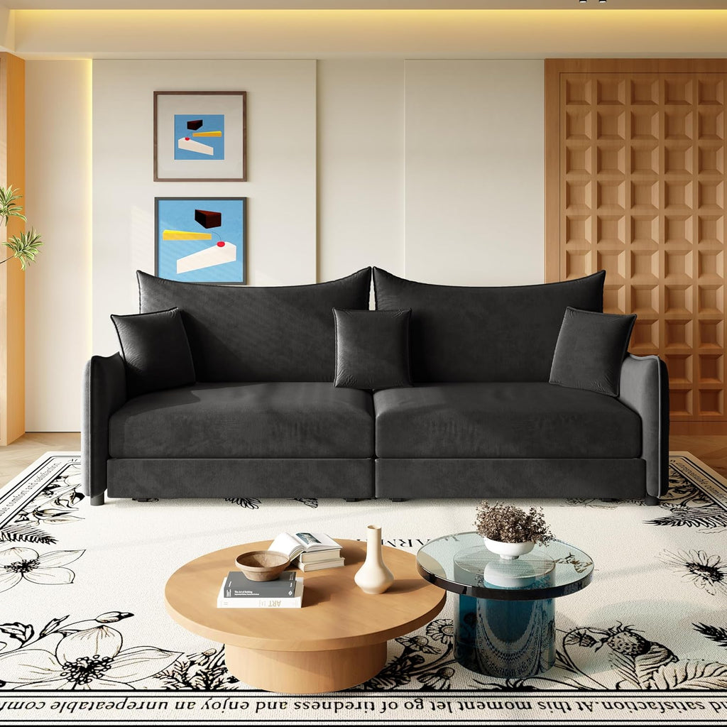 KEIKI 81.9' Sleeper Sofa, 3-in-1 Pull Out Couch Bed with Premium Velvet Upholstery, Perfect for Movie Nights, Overnight Guests, and Modern Home Decor