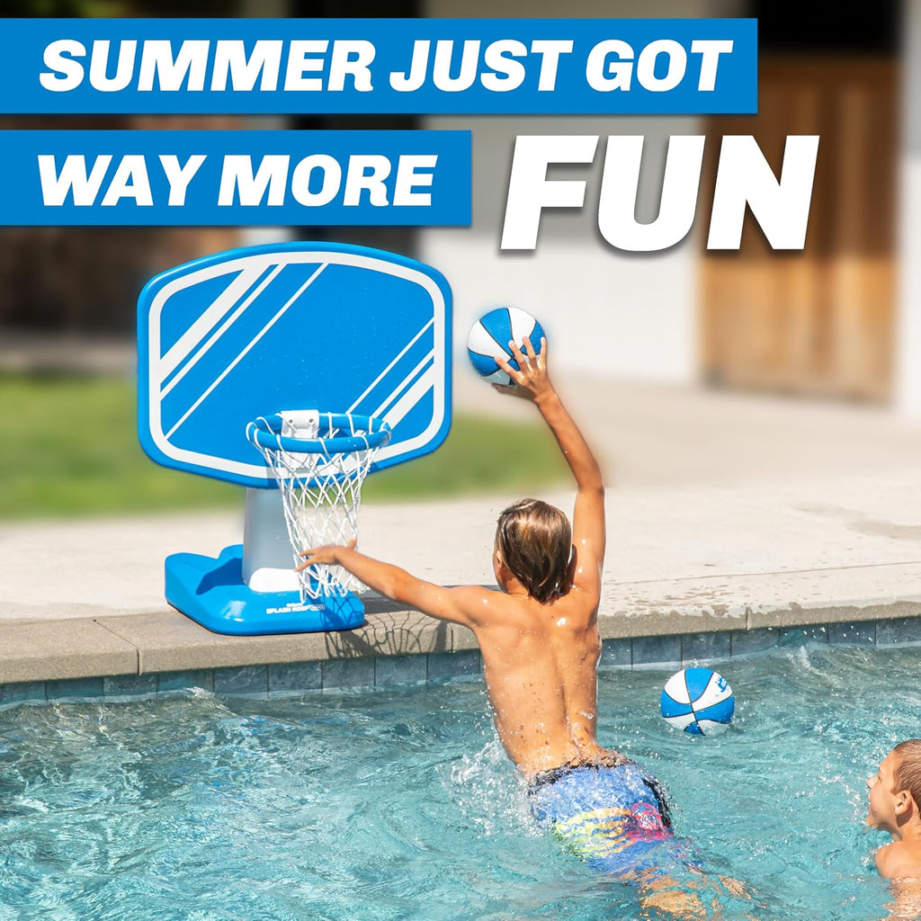 GoSports Splash Hoop PRO - Choose Your Color - Swimming Pool Basketball Game, Includes Poolside Water Basketball Hoop, 2 Balls and Pump